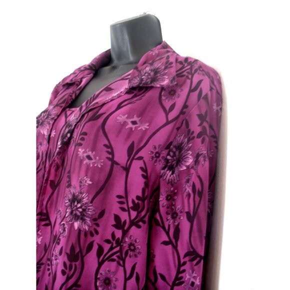 NOTATIONS PURPLE/BLACK FLORAL  BUTTON BLOUSE PLUS SIZE WITH ATTACHED CAMI 1X - Picture 6 of 11